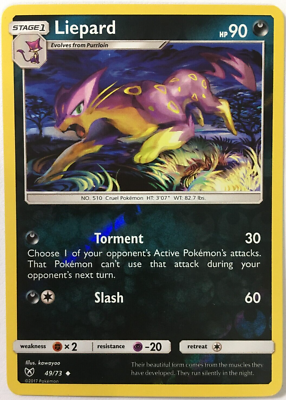 POKEMON LIEPARD 49/73 SHINING LEGENDS UNCOMMON REVERSE HOLO NEAR