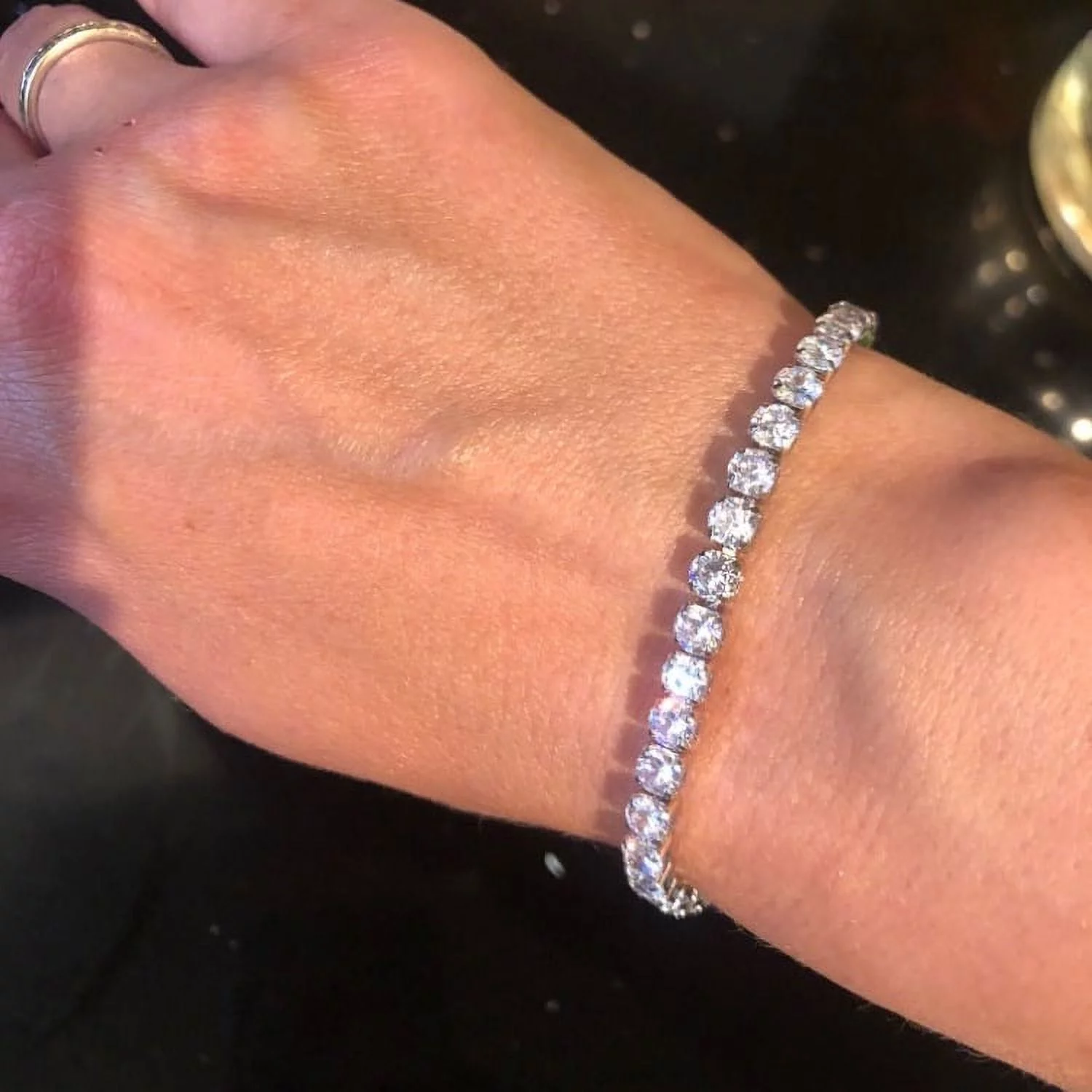 Bracelet Jewelry 18K White Gold 6 Cttw Created White Sapphire round Adjustable T