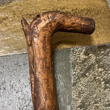 HUGE CARVED ANTIQUE FOLK ART ALLIGATOR CROP CANE WALKING STICK 