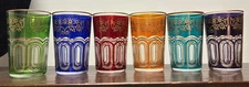 Vintage Set Of 6 Moroccan Tea Glasses, Juice Glasses 3.5 4” Tall Artistic Accent