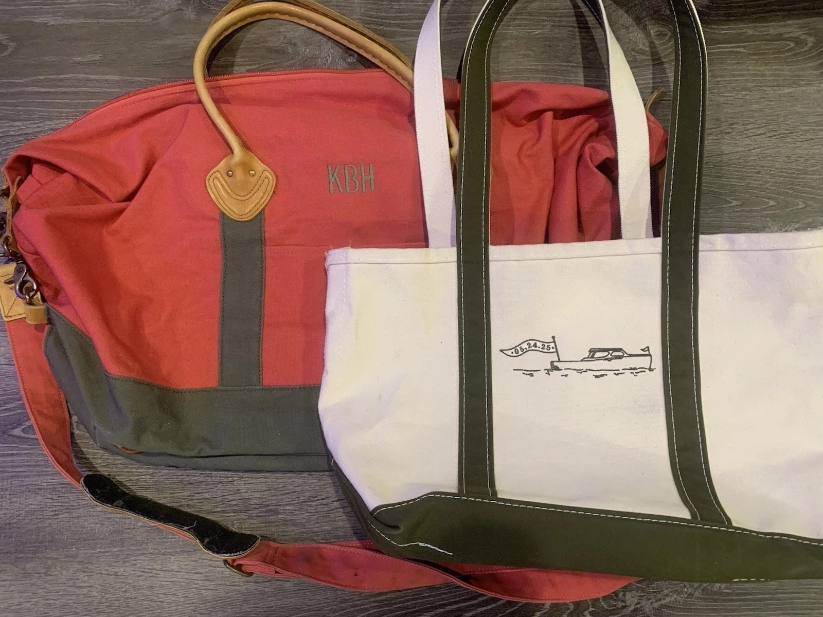 Vintage LL Bean Boat& Tote Canvas Bag Lot Of 2