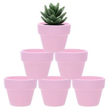 6-Pack Mini Terracotta Pots, 2" Ceramic Tiny Clay Planters [Light Pink]