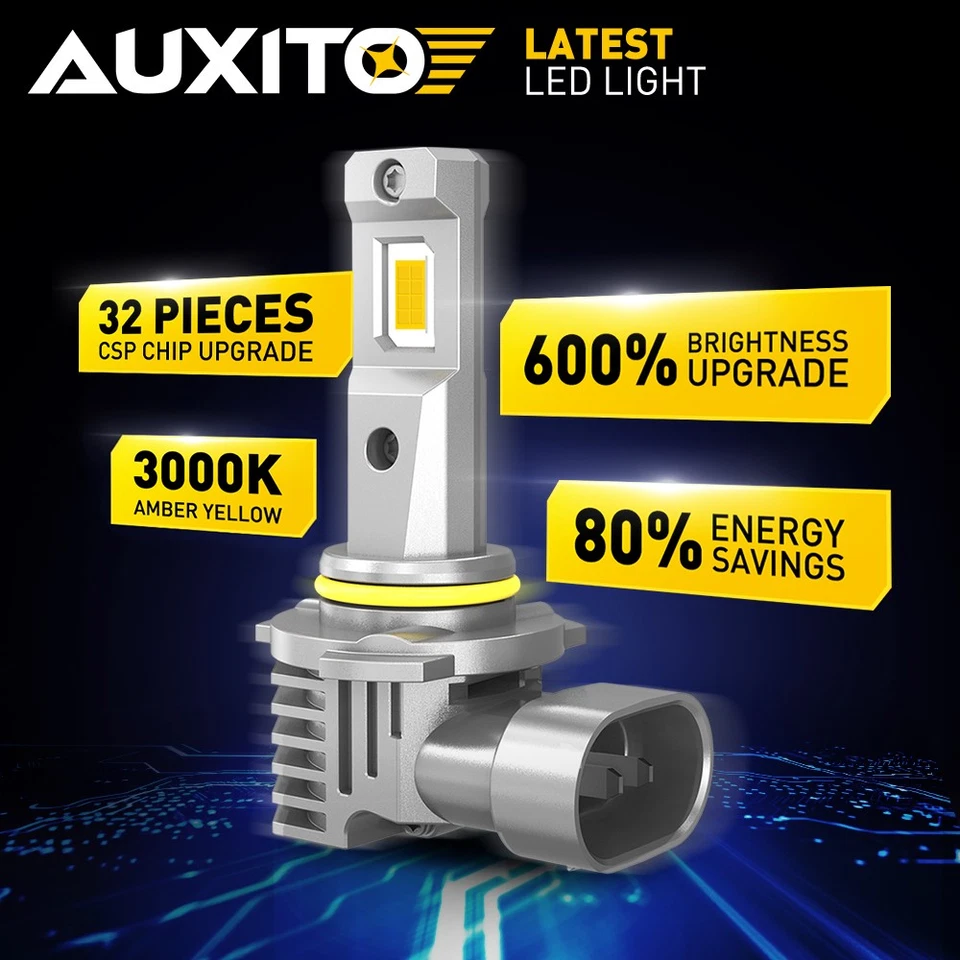 AUXITO 9140 9145 Foglight LED H10 Driving DRL Lamp Bulb YELLOW GOLDEN 3000K 2/4x - Image 2 of 4