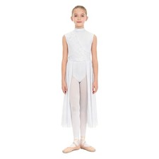 Kids Girls Dancewear Ballet Dresses Latin Leotard Skirted Sleeveless Stage Jazz