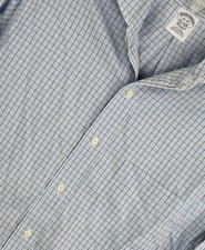 Brooks Brothers Classic Mens Shirt Check Large 16-34 Long Sleeve Button Up Blue