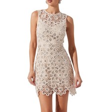 ASTR The Label Priscila Crochet Floral Mini Dress Natural Size Small NEW