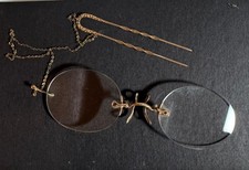 Nez Pince Antique Eyeglasses w/ Gold Plated Hairpin and original case