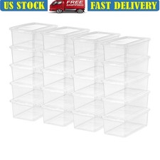 5Qt Plastic Storage Bins W/ Lids Stackable Clear Containers 20Pk Totes New