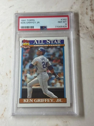 KEN GRIFFEY JR - 1991 TOPPS BASEBALL ALL STAR 40TH ANIVERSARY PSA 8 N/M-MT