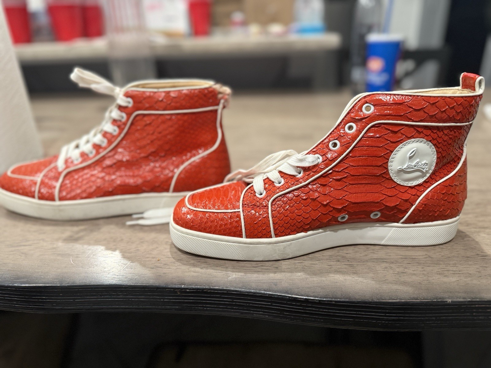 AUTHENTIC CLB RED PYTHON HIGH TOPS MEN's Size 43.… - image 1