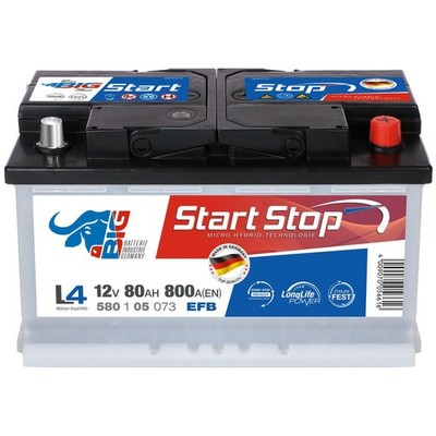 BIG EFB Starterbatterie 12V 80Ah 800A Start-Stop Autobatterie wartungsfrei