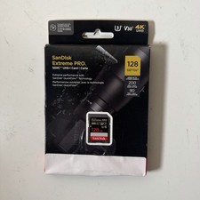 SanDisk 128GB ExtremePRO 200MBs SDXC UHS I Memory Card C10 U3 V30 4K UHD