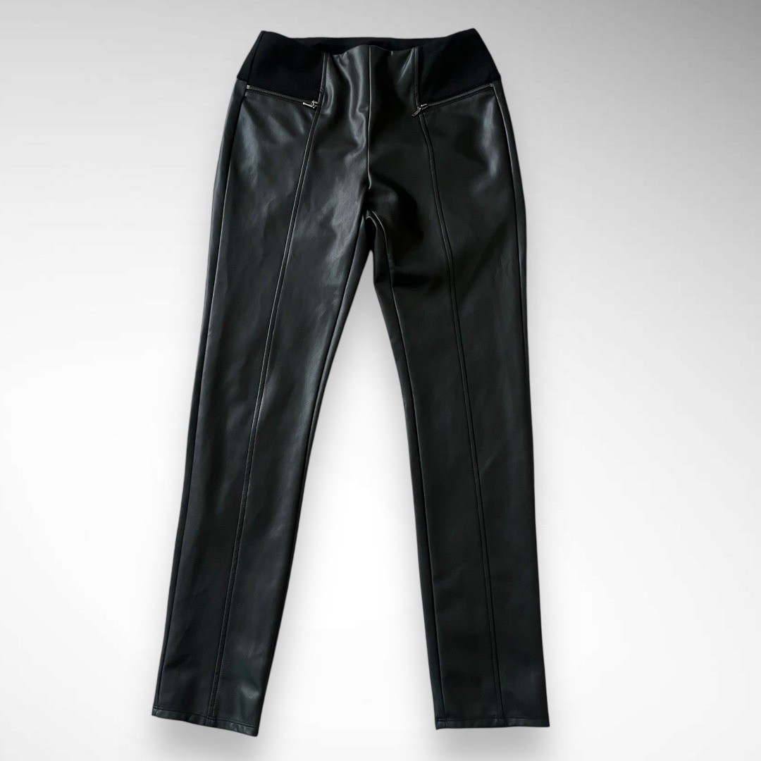 J. MCLAUGHLIN Women's Black Mid Rise Faux Leather Pants Size Small | EUC