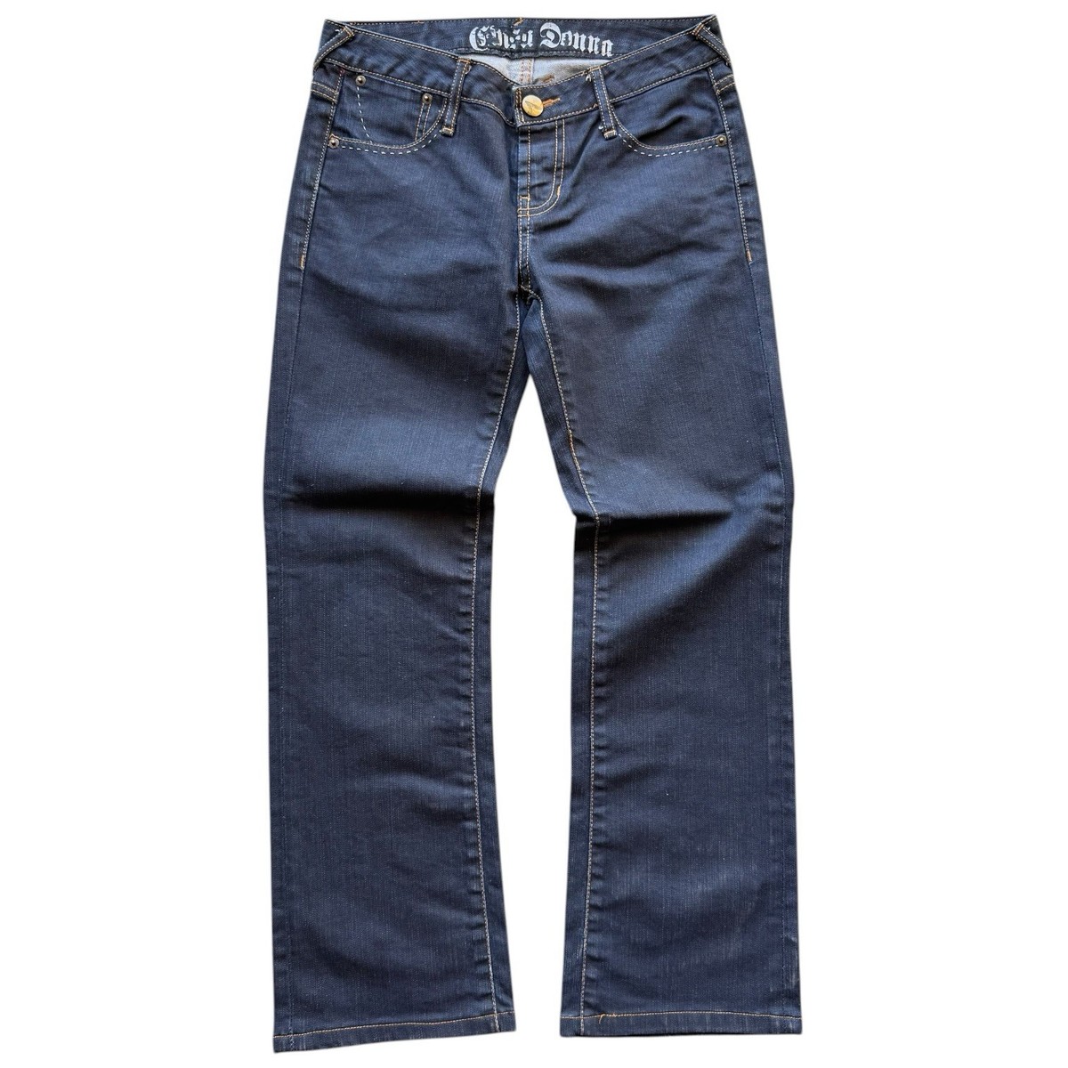 EVISU Donna Women's Bootcut Flared Denim Jeans Dark Wash Logo