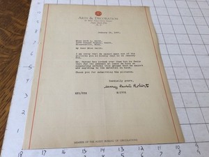 original 1920’s signed letter, from Arts & Decoration nyc