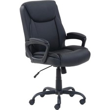 Classic Puresoft PU Padded Mid-Back Office Computer Desk Chair w/ Armrest Black