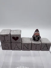Vintage 1990 “I Love Santa” Blocks Shelf Sitter FIGURINE Stamped CL 1.5”x3.5”