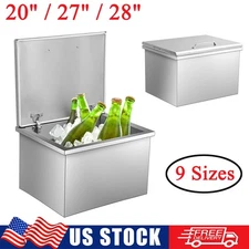 9 Sizes Drop in Ice Chest Ice Cooler Ice Bin Stainless Steel with Cover & Drain