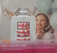 4 Pack Tall Cake Boxes For Tier Cakes 14x14x14 Inch Disposable Layer Tall Cake 