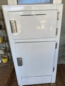 Vintage Metal Ice Box Refrigerator Sanitary Model