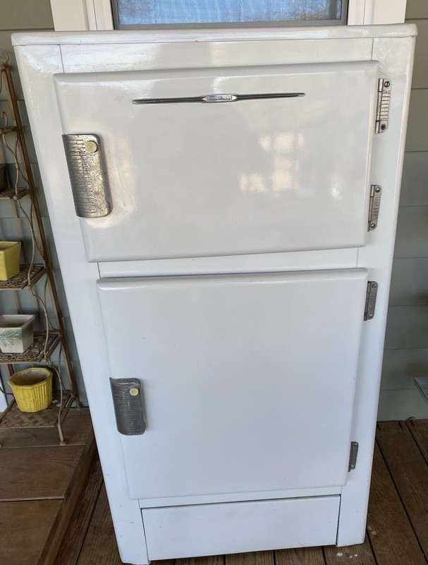 Vintage Metal Ice Box Refrigerator Sanitary Model