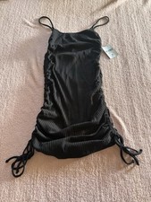 Black FOREVER 21 Knit Scrunch Sides Black Dress Fitted NWT M