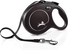 Flexi New Classic Tape Black Large 8m Retractable Dog Leash/Lead for dogs up to