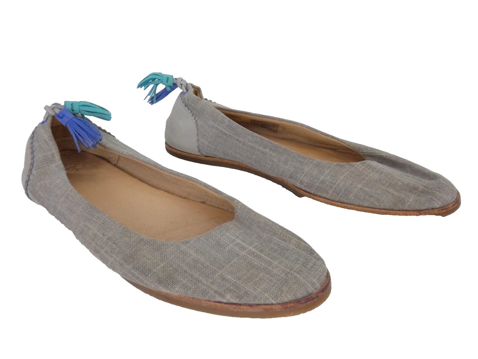 Scarpe ballerine basse UGG grigie tweed Mesa nappa comode UK 6 US 8