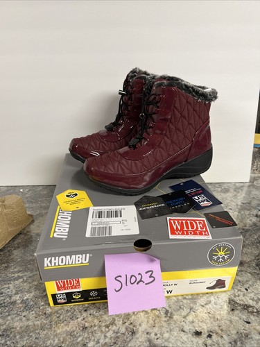 Khombu Waterproof Winter Ankle Snow Boots Molly Burgundy 8W Wide Cold Rated NIB