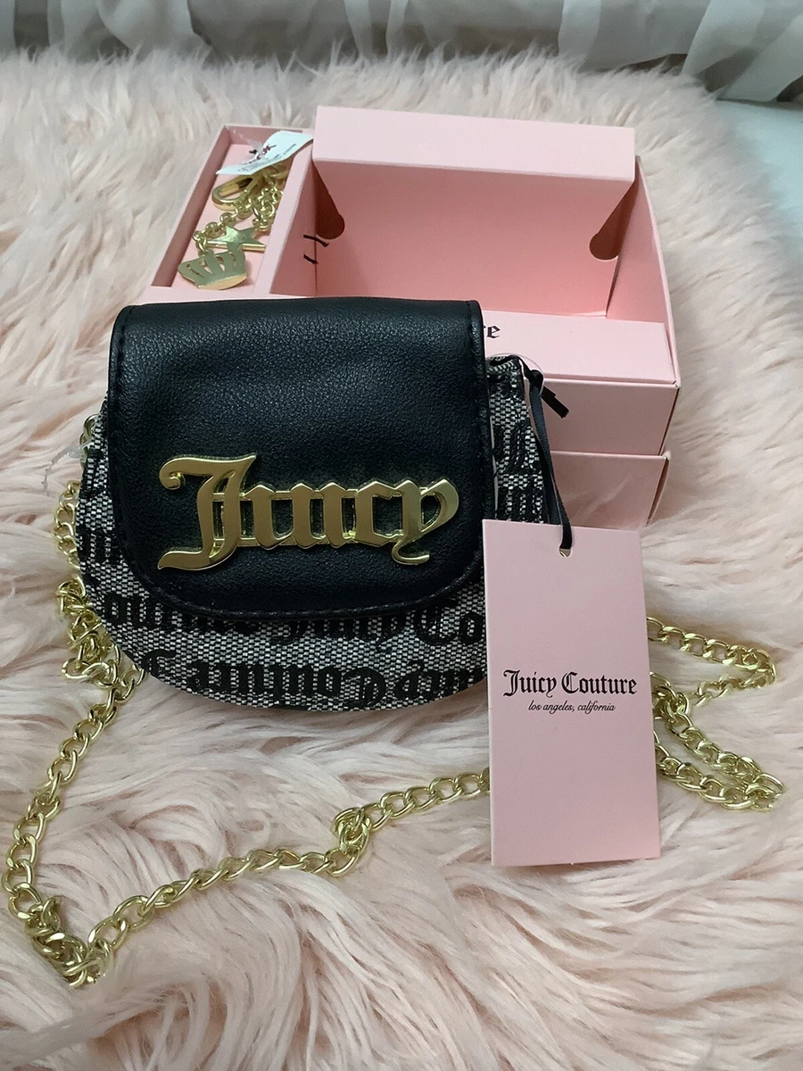 JUICY COUTURE MICRO MINI XBODY BAG / KEY RING GIFT SET NIB CROSSBODY PURSE  GOTH