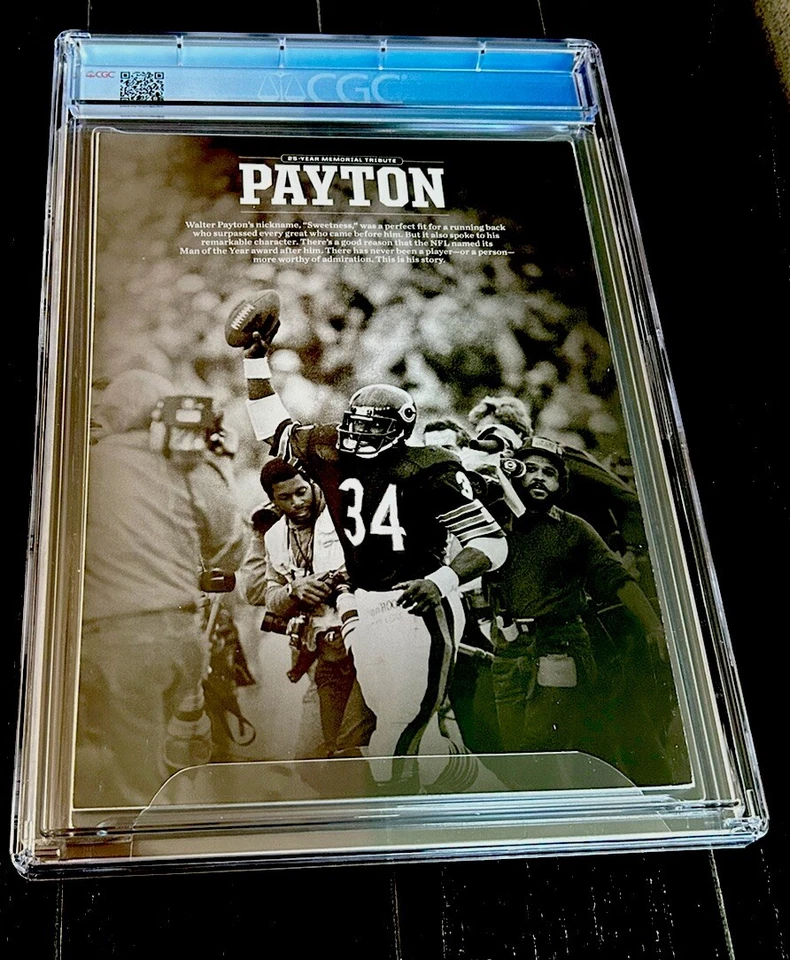 WALTER PAYTON Raro QUIOSCO 2024 CHICAGO BEARS 25 AÑOS Homenaje Conmemorativo CGC 9.6 Foto 3 de 3