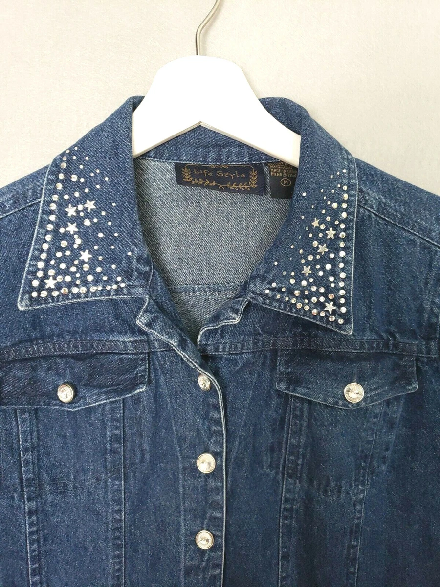 Ladies embellished denim clearance jacket