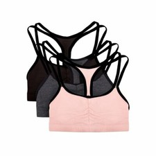 NWT Fruit of The Loom Women's Assorted 3-Pack Strappy Sports Bra 32