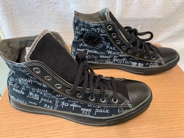 Converse John Lennon All Star Peace HI Black Grey 1Q088 Size Converse John Lennon All Star Peace HI Black Grey 1Q088 Size
