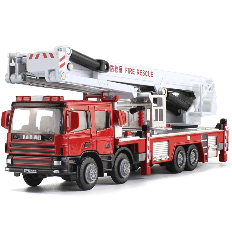 1:50 Alloy Fire Vehicles Fire Rescue Truck Fire Aerial Ladder Car Toys Gifts - Image 3 of 4