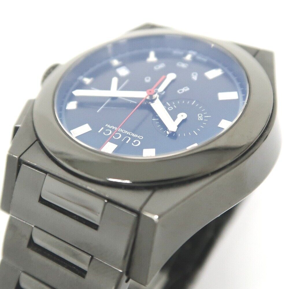 Gucci Watch Pantheon Chronograph 115.2 Quartz Black Dial Men Gucci Watch Pantheon Chronograph 115.2 Quartz Black Dial Men