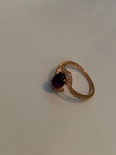 Sterling Silver Rose Gold Amethyst And Cubic Zirconia Ring Sz 6, 925