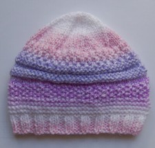 Hand knitted Baby Hat Pink Mix Newborn