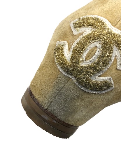 Chanel Size 37.5 Women's Suede Wedge Sole Pumps in Beige - Picture 5 of 8