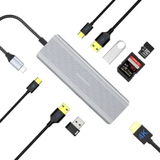 USB C Hub, TOTU 9-in-1 USB C Adapter with 4K HDMI, 100W PD Charging, SD/TF Ca...