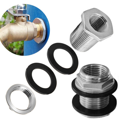 SS304 Stainless Steel Bulkhead Fitting 1/2'' NPT Female 3/4'' GHT Male Garden Hose