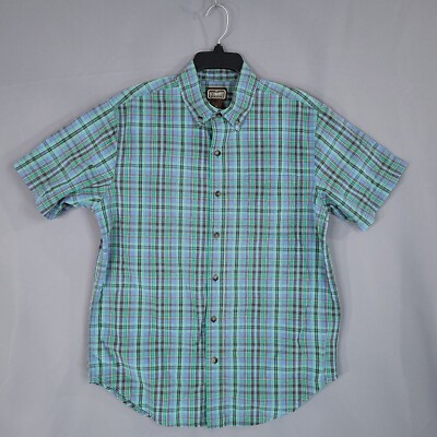 CE Schmidt Men's Button Down Work Shirt Short Sleeve Multicolor Plaid Size M