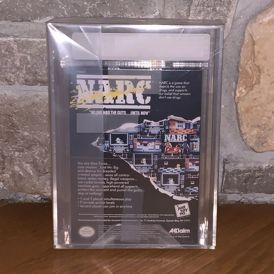 Brand New NES Narc 1990 Factory Sealed H-Seam VGA 85 NM+ Silver Acclaim Game Box - Image 2 of 4
