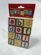 12Vintage Wooden Blocks Non-toxic Colors- New Old Stock - In Original Package