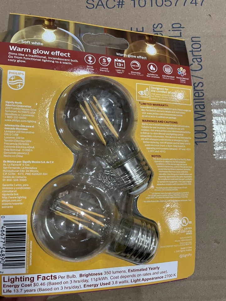 Philips Pack of 2 40W 4.5w LED Dimmable LED Eye Comfort With Soft White Light T5 - Image 3 of 4