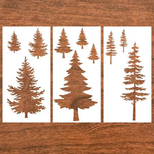 3 Pieces Pine Trees Stencils - Reusable Pine Drawing Fir Tree Templates for DIY