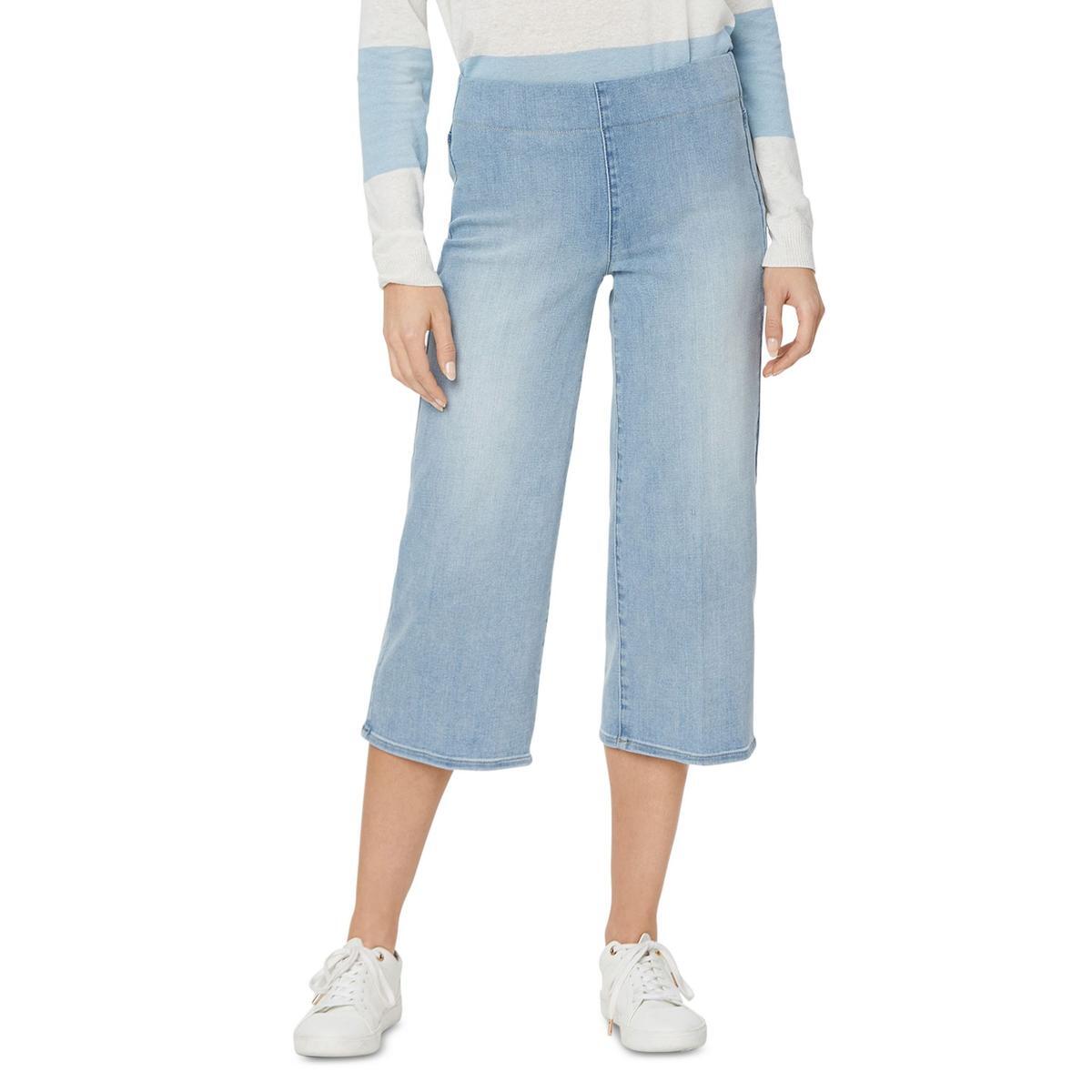 NYDJ Womens Blue Denim Wide Leg High Rise Capri Jeans 12 BHFO 5309