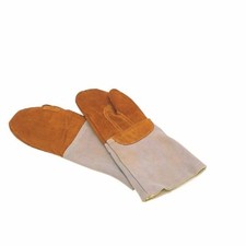 Matfer Baker Mitts - Leather Padded Elbow Oven Gloves - 20cm Sold in Pairs