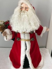 Vintage Santa Claus Christmas Figurine 16" Standing Santa Decoration Toy Bag.