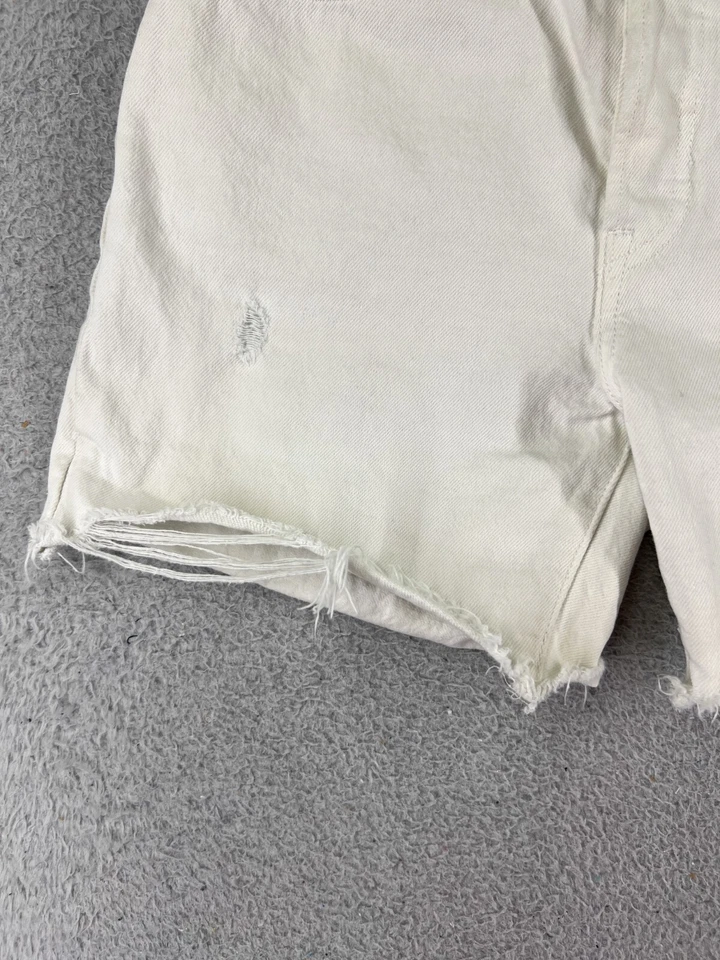 Levis Shorts Womens 28 White Denim Jean Cutoff Premium Big E 501 Button Fly 24x5 - Image 3 of 4
